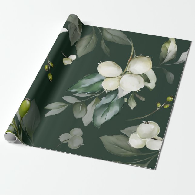 Elegante Papel de envolvimiento floral blanco (Desenrollado)