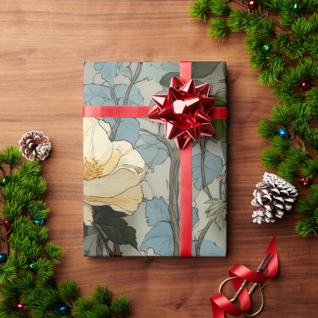 Elegante Papel de envolvimiento floral vintage | B (Regalo de vacaciones)