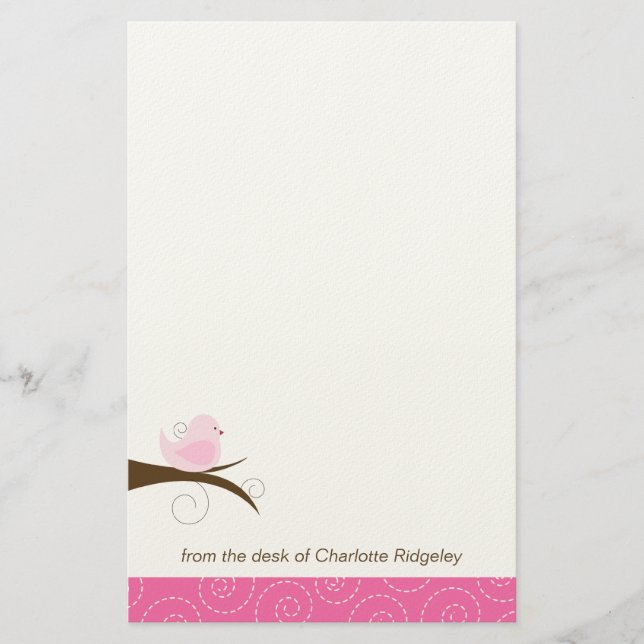 Elegante Papel de Personalizable de pájaro Swirly (Anverso)