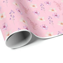 Elegante papel de regalo con patrón floral rosa pa