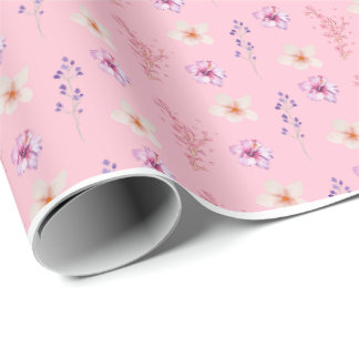 Elegante papel de regalo con patrón floral rosa pa