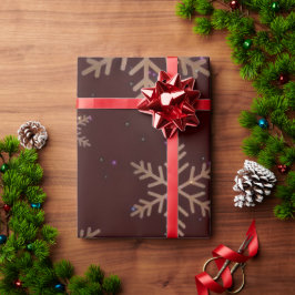 Elegante papel de regalo de Navidad con copos de n