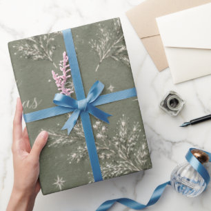 Elegante papel de regalo de Navidad de pino verde 