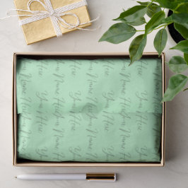 Elegante papel de seda verde menta pastel con nomb