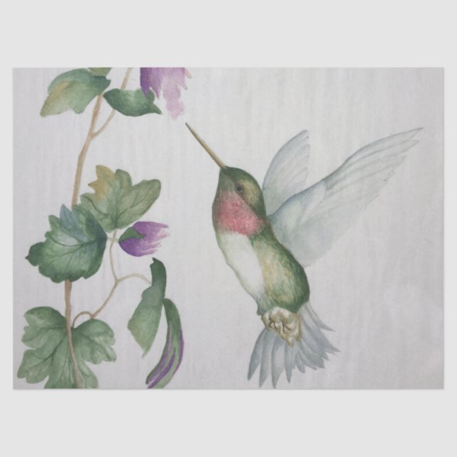 Elegante Papel De Tejido De Color Rosa Hummingbird (Anverso)