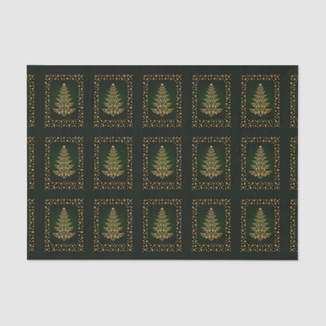 Elegante Papel De Tejido De Estrellas Y Árbol De N (Anverso)