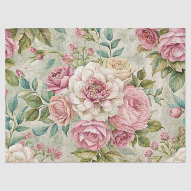 Elegante Papel De Tejido Floral Rosa Inspirado En  (Anverso)