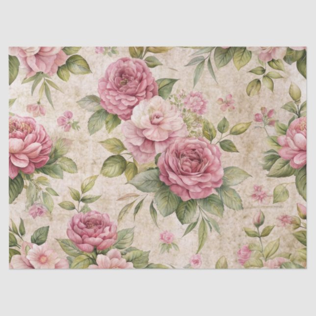 Elegante Papel De Tejido Floral Rosa Inspirado En  (Anverso)