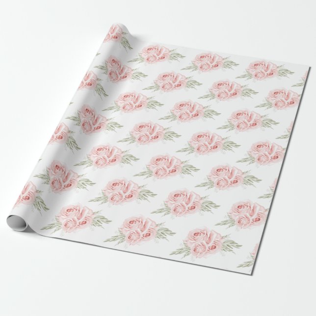 Elegante papel de tejido floral rosa Rubor Rosa (Desenrollado)