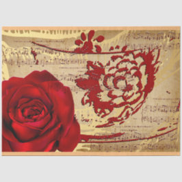 Elegante Papel De Tejido Rojo De Rosa De Música Vi