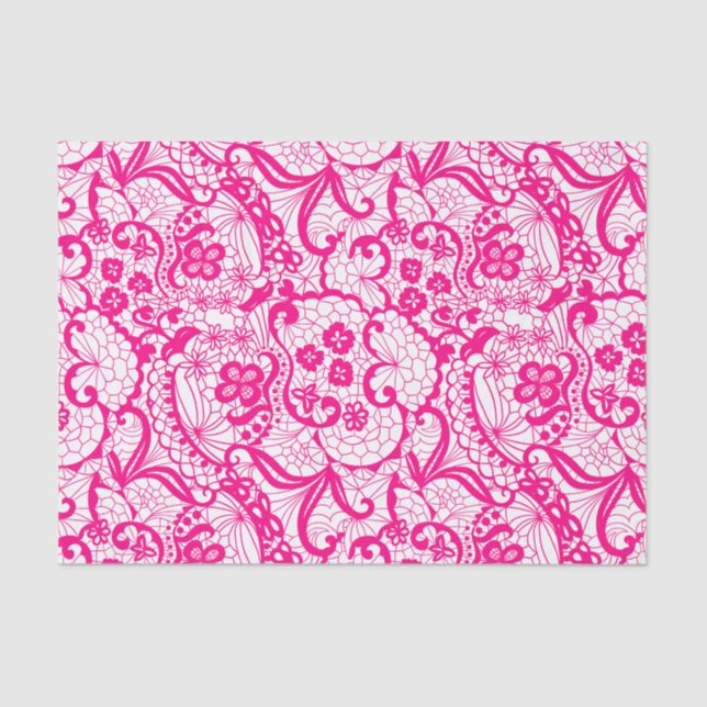 Elegante Papel de tejidos del patrón de encaje ros (Anverso)