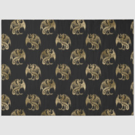 Elegante Papel de tela de dragón de oro negro