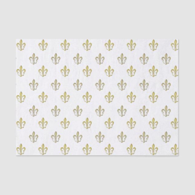 Elegante papel metálico de oro Fleurs de lys (Anverso)