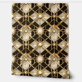 Elegante papel pintado con patrón de celosía geomé