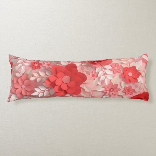 Elegante Papel rosa Pastel Flor de cuerpo almohada (Anverso)