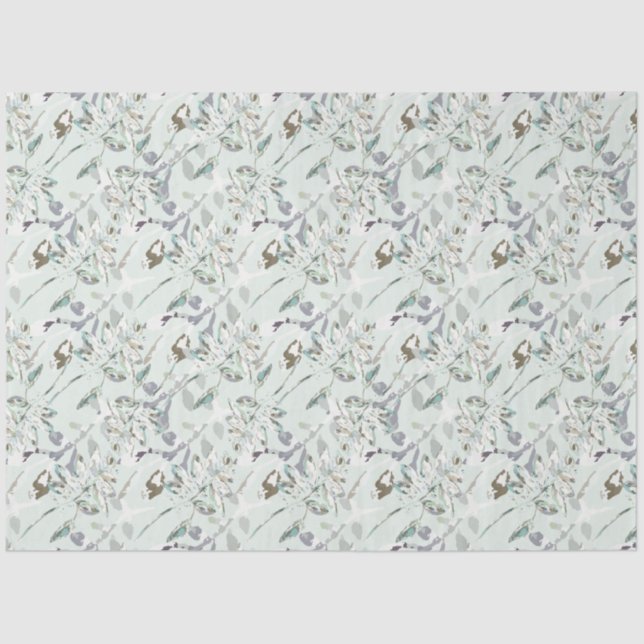 Elegante Papel Tejido Azul Floral (Anverso)