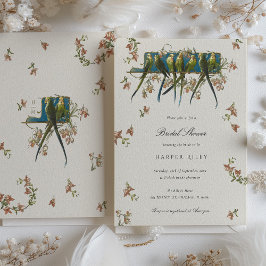 Elegante Parakeet Bridal Shower Invitación
