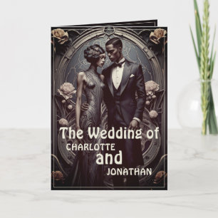 Elegante Pareja de Boda Art Deco - Invitación