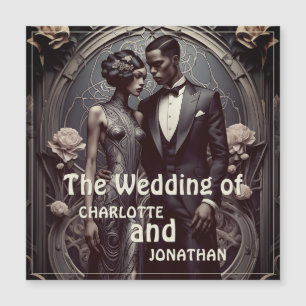 Elegante pareja de boda Art Deco - Invitación