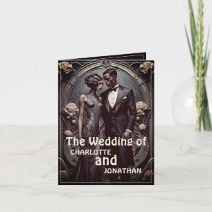 Elegante pareja de boda Art Deco: Invitación