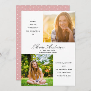 Elegante Partido de Graduación Rosa Polvoriento de