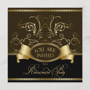 Elegante Partido de Jubilación Invitación Brown Go