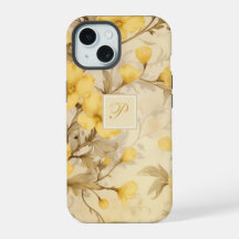 Elegante Pastel Amarillo Floral Primrose Monograma