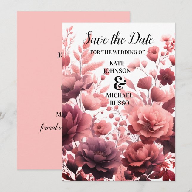 Elegante Pastel Boda Rosa Guardar La Tarjeta De Fe (Anverso / Reverso)