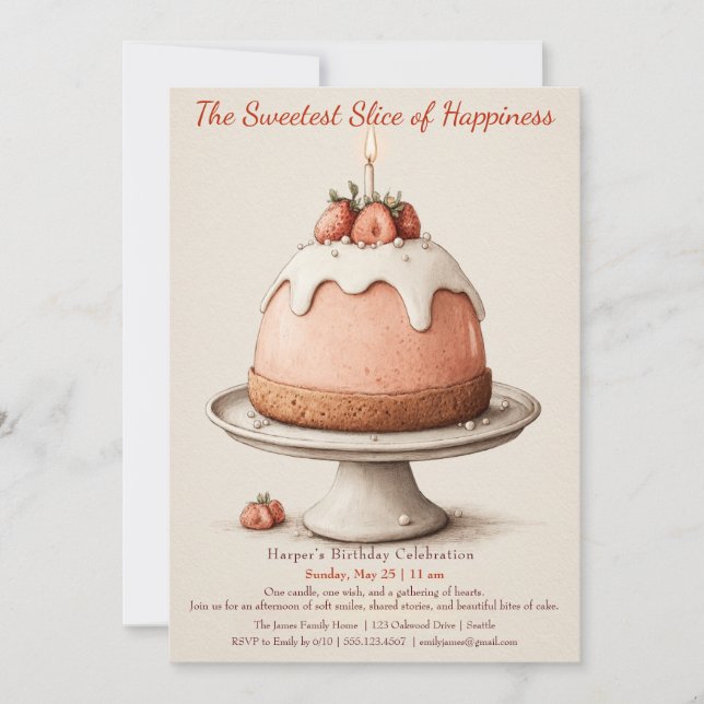 Elegante pastel de color de agua rosa Invitación a (Anverso)