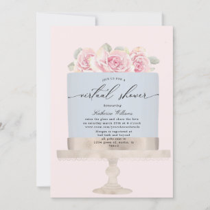 elegante pastel de flores virtual Invitación a la 