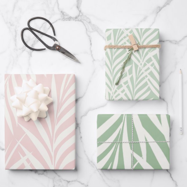 Elegante Pastel Exótico Patrón de hojas de palmera (Anverso)