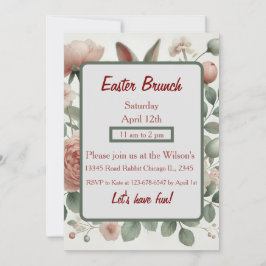 Elegante Pastel Floral Invitación a Brunch de Pasc