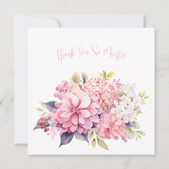 Elegante Pastel Flores de acuarela Gracias Tarjeta (Anverso)