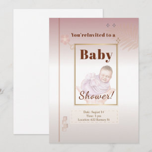 Elegante Pastel Rosa & Gold Invitación Baby Shower