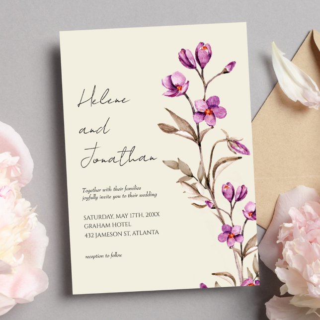 Elegante Pastel Wildflower Boho Invitación a la bo (Subido por el creador)
