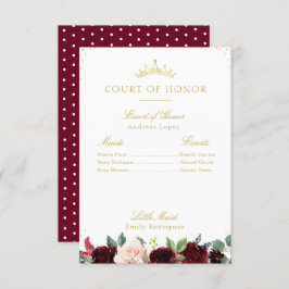 Elegante patio de flores de Borgoña tarjeta de hon