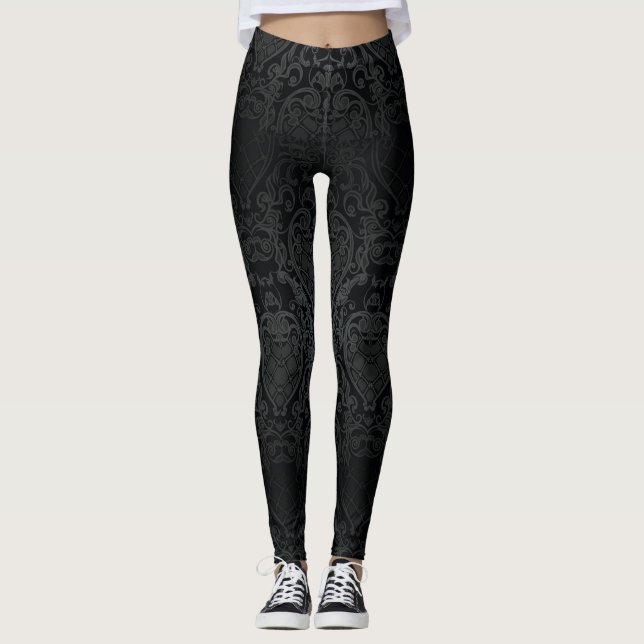elegante patrón barroco negro para leggings (Anverso)