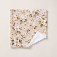Elegante patrón botánico floral blanco oliva dorad