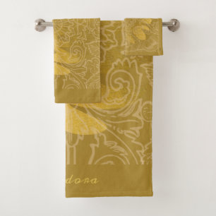 Elegante Patrón clásico de Ocher Gold Leaf