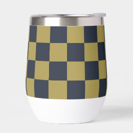 Elegante patrón de cuadros dorado y azul marino