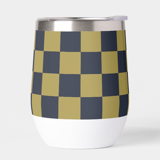 Elegante patrón de cuadros dorado y azul marino (Izquierdo)