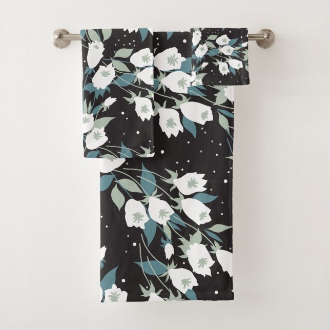 Elegante Patrón de flor tulipán Fondo negro (In situ)