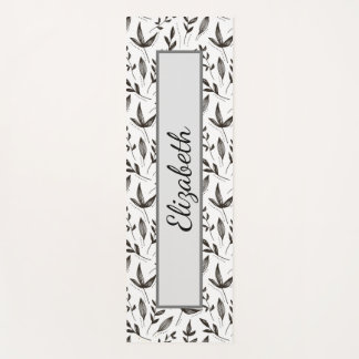 elegante patrón de hoja en blanco y negro Yoga Mat