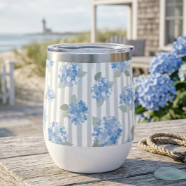 Elegante patrón de hortensia azul con franja gris