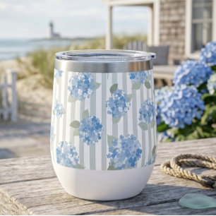 Elegante patrón de hortensia azul con franja gris