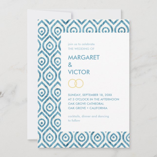 Elegante patrón de Ikat Invitación a la boda (Anverso)