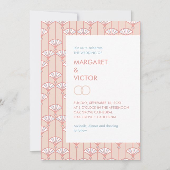 Elegante patrón de Ikat Invitación a la boda (Anverso)