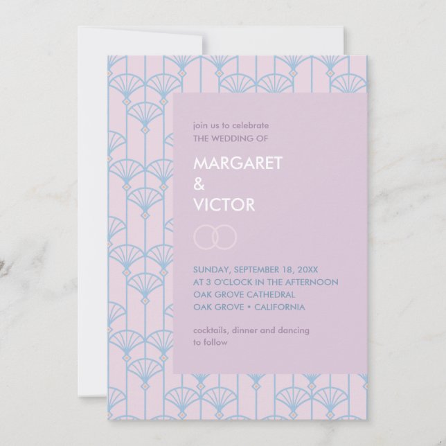 Elegante patrón de Ikat Invitación a la boda (Anverso)