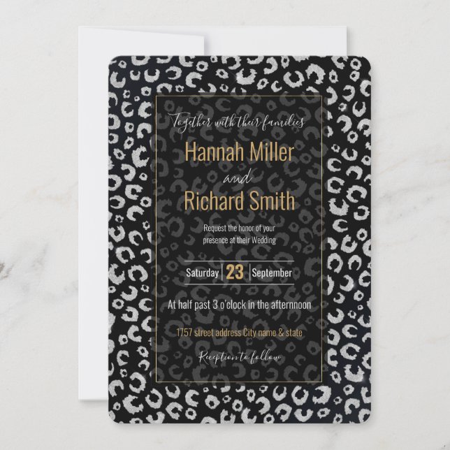 Elegante patrón de leopardo negro plateado Purpuri (Anverso)