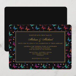 Elegante patrón de mariposa en invitación de boda 